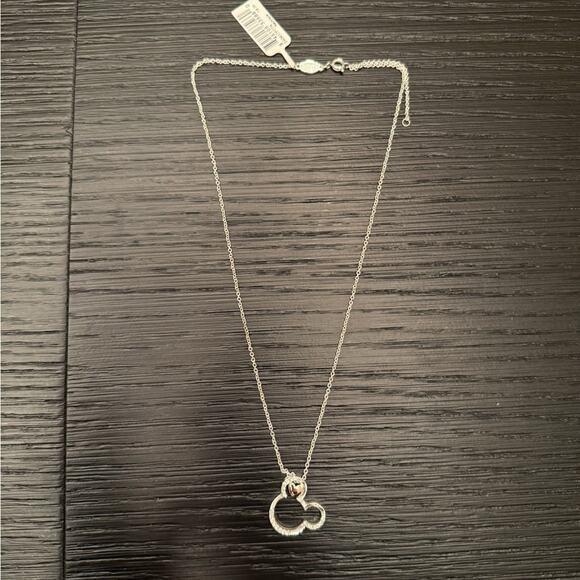 NWT Disney's Mickey Mouse Two-Tone Crystal Head Necklace Silver Rose Gold - Picture 2 of 5